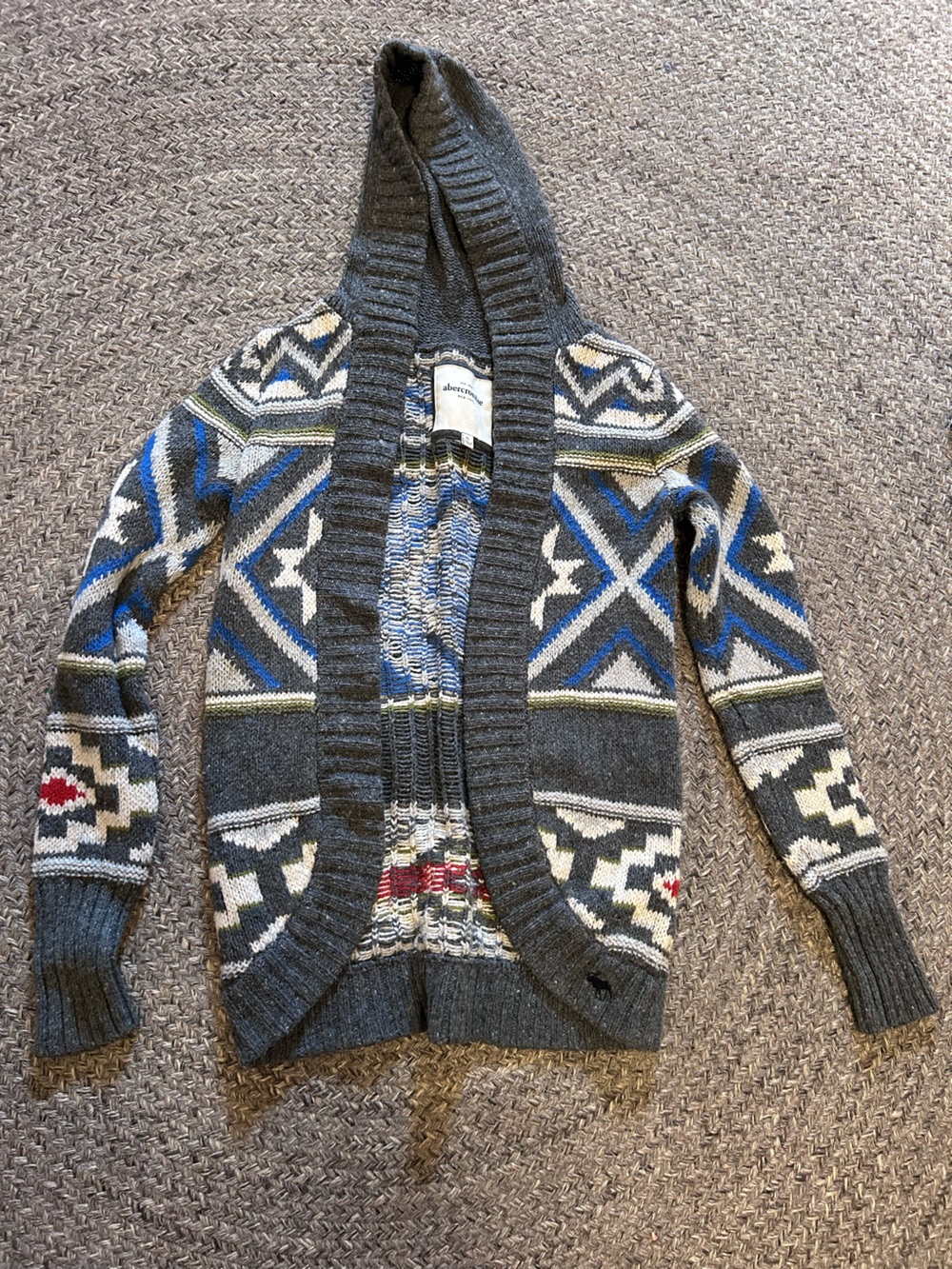 Vintage Y2K Hooded Geometric Pattern children’s xl /women’s xs Sweater